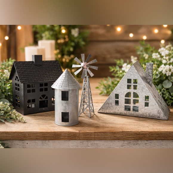 Hearth & Hand Other - Hearth & Hand Metal Silver Holiday Village A Frame Piece- or Black House